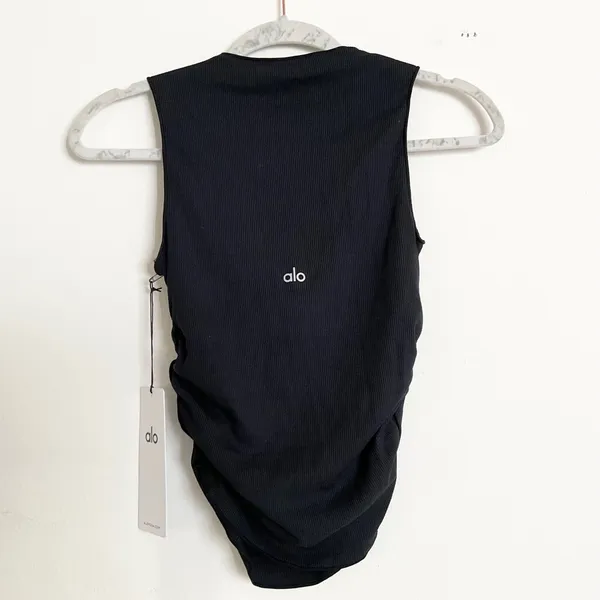 Alo Yoga Ribbed En Pointe Tank Black XS - Image 5