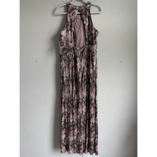Eliza J‎ Women's 14 Gown Plum Metallic Sleeveless Halter Neck Pleated Dress NEW - Image 5