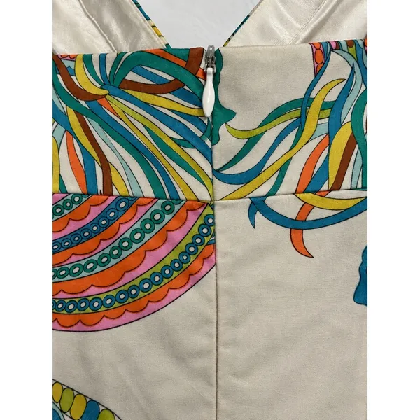 Trina Turk Retro Mod Ocean Botanical Print Fit Flare Dress Multicolor Size 4 - Image 4