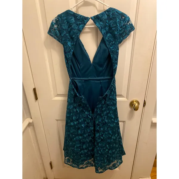 Lulus Green Lace Cutout Back Skater Cocktail Party Mini Dress Women Size S - Image 6