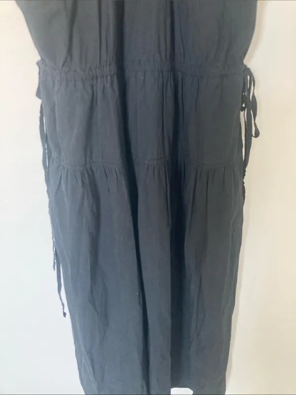 Madewell $148 Poplin Halter Tiered Midi Dress Black Size 6 NL129 - Image 3