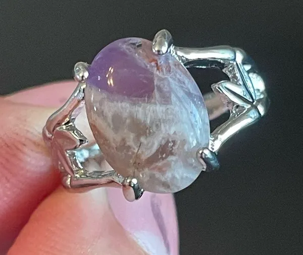 Purple amethyst S925 silver ring size 8 - Image 5