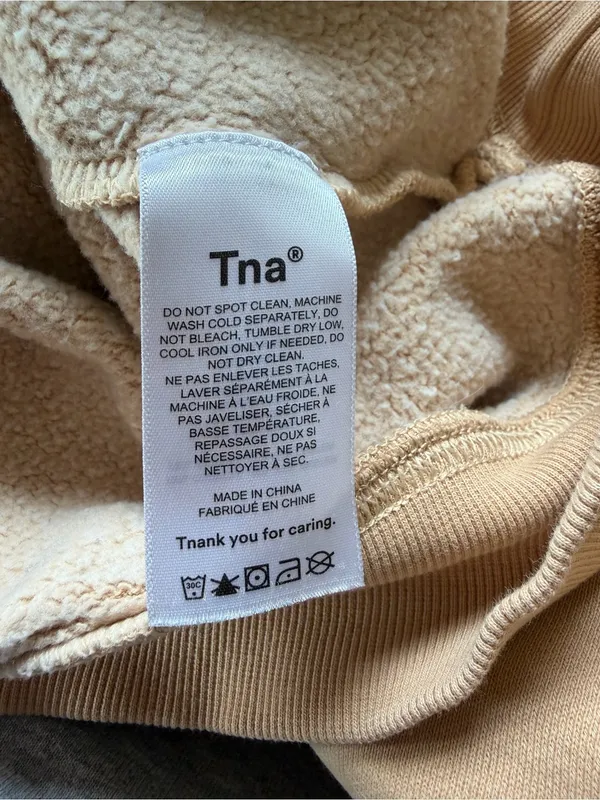 Aritzia TNA CozyAF Crewneck Sweatshirt‎ Tan Beige Medium - Image 6
