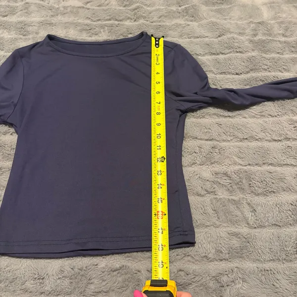 Navy Blue Long Sleeve Stretch Tee Women’s Small Fitted Basic Top Purple - Image 5