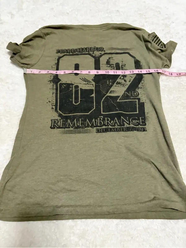 TIL Valhalla project Medium Pearl Harbor Remembrance Olive Green Graphic T-Shirt - Image 5