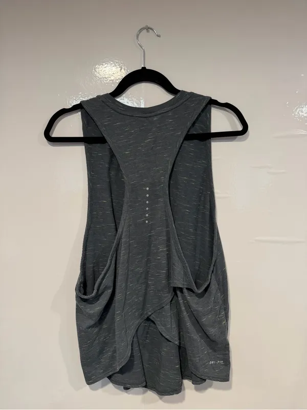 Nike Dri-FIT Gray Performance Tank‎ with Neon Accents swoop back - Image 3