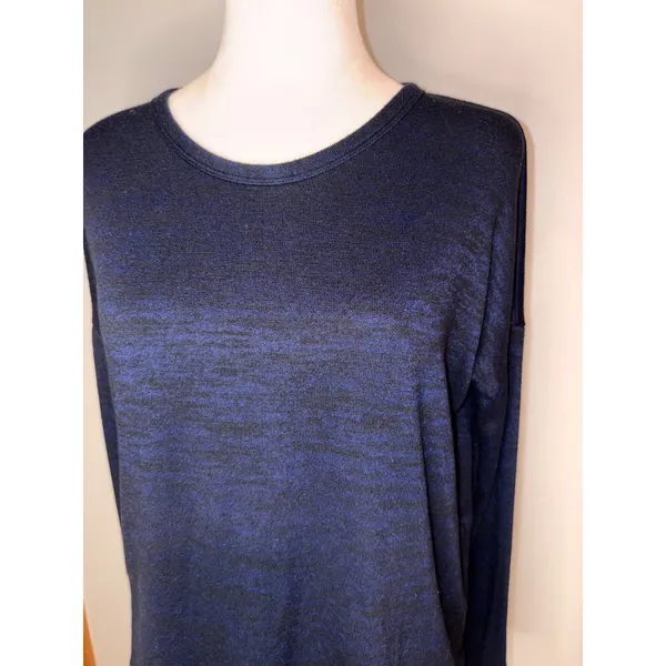 Rag & Bone Hudson‎ Navy Blue Space Dye Long Sleeve Relaxed Knit Top XS - Image 3