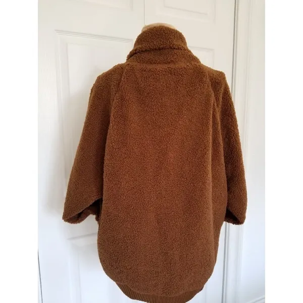 LUSH Women's Teddy Jacket Coat Color-block Brown Cream Pink Size S - Image 2