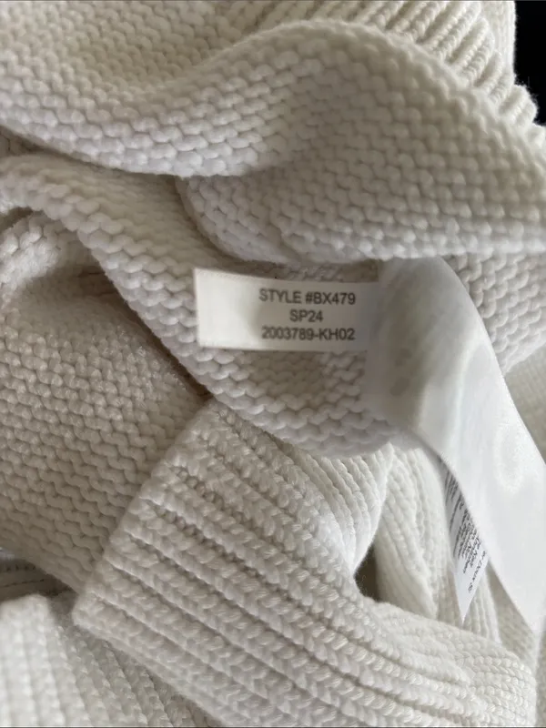 J Crew Relaxed White Cotton Blend Sweater Sz M Crew Neck Knit Summer Preppy - Image 7