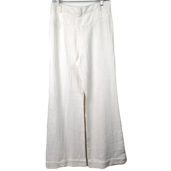 Free People Boca Belle Linen Blend Hi-Rise Bell Bottom Wide Leg Pants Size 10 - Image 3