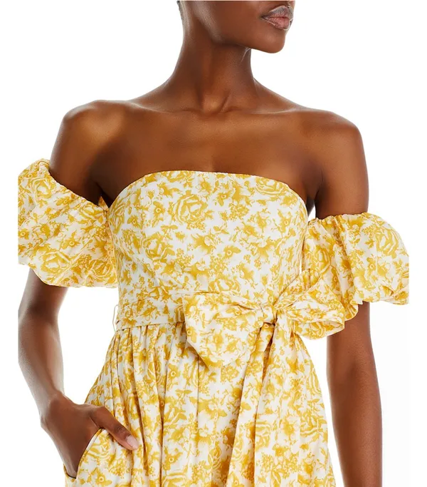 AQUA Floral Off-The-Shoulder Maxi Dress - Image 3