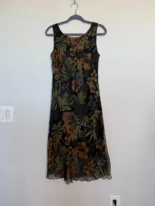 Vintage 90s Romantic Dark Green Dress - Image 3