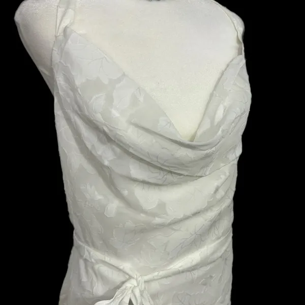 New Lulus Graceful White Floral Jacquard Halter Midi Dress Women’s Sz XL Elegant - Image 7