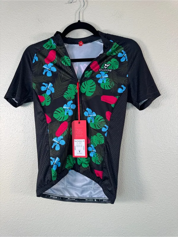Cuore of Switzerland Cycling Jersey Black Floral Womens S Athletic Bike Gear - Image 9