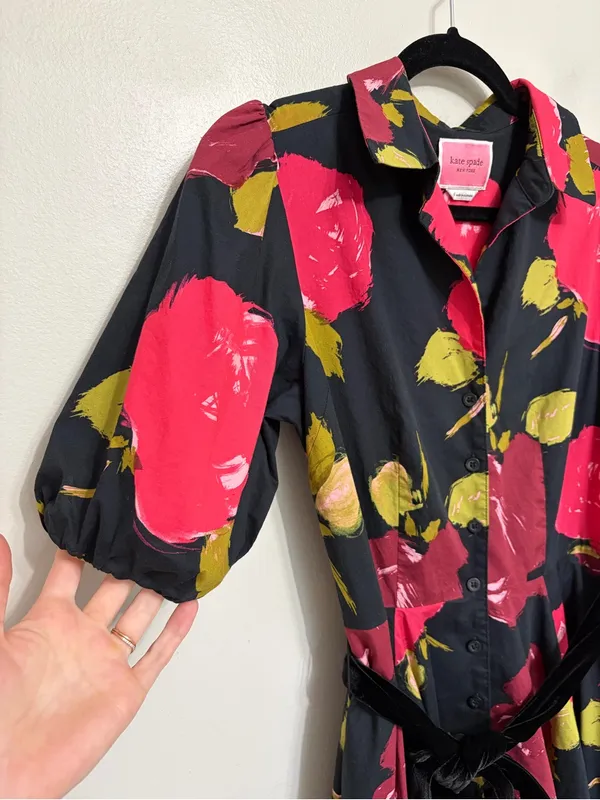 Kate Spade New York Just Rosy Hostess Button Down Shirt Dress - Size 6 - Image 6
