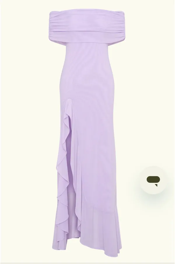 Meshki Audrey Lilac Off the shoulder mesh maxi dress - Image 3