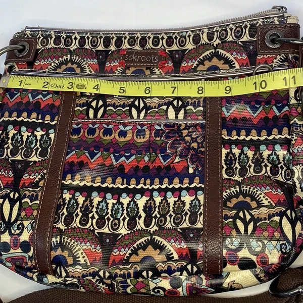 Boho artist circle tribal shoulder crossbody strap multi pocket zipper purse - Image 8