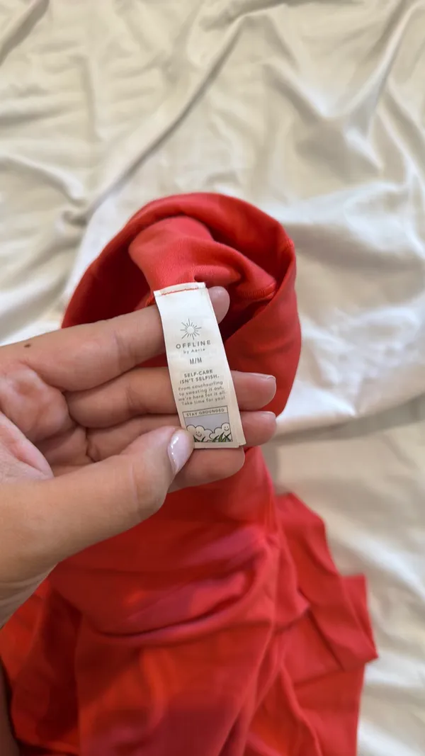 Aerie Vibrant coral crossover flare leggings - Image 5
