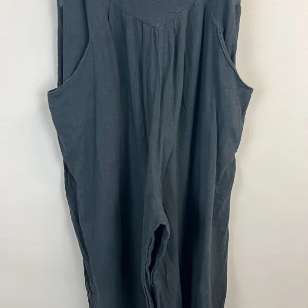 Natural Life Wide Leg Jumpsuit Overalls Womens Large Black Gauze Cotton Pocket L - Image 4