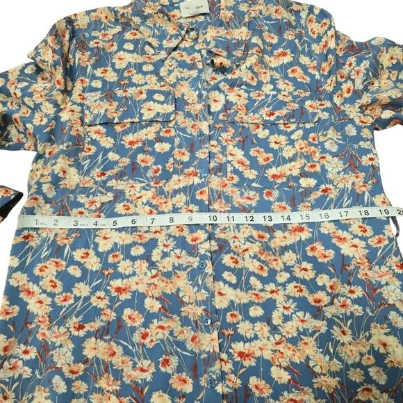 Haute Hippie‎ NWOT Long Sleeve Blue Floral Buttoned Midi Dress Size Small - Image 12