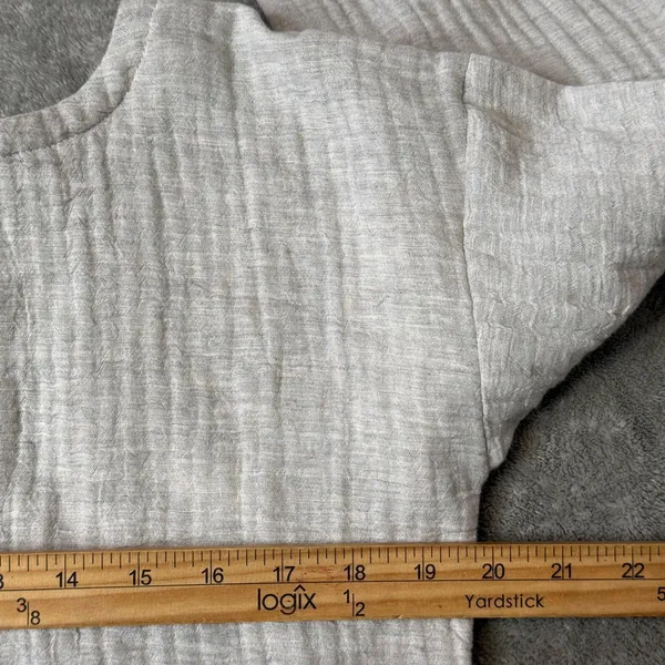A. Ren Cotton Crinkle Gauze Crop Top Womens S Long Sleeve Drawstring Boho Beige - Image 10