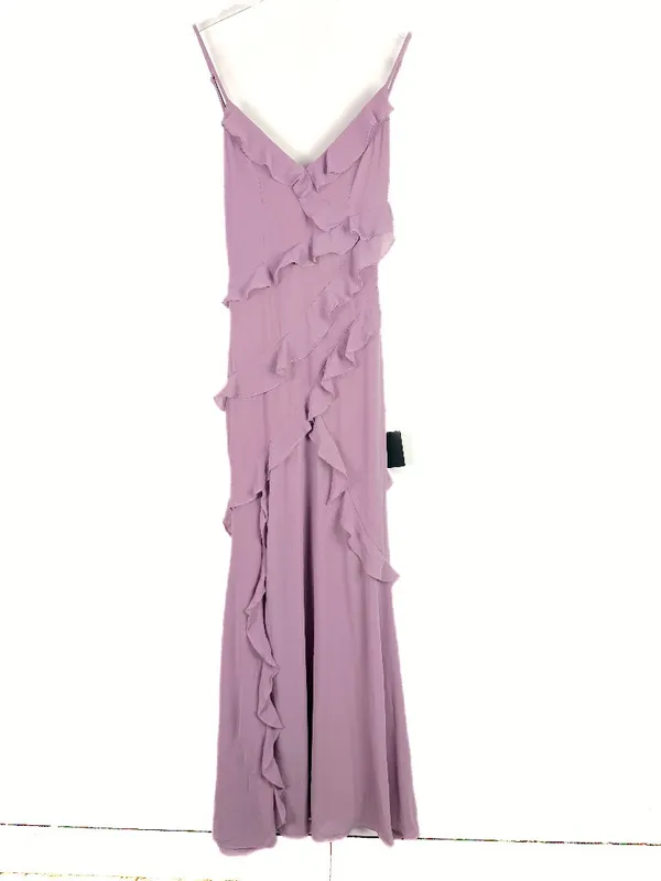 NWT Lulus Fancy Sweetness Lavender Ruffled Lace-Up Sleeveless Maxi Dress XXS - Image 2
