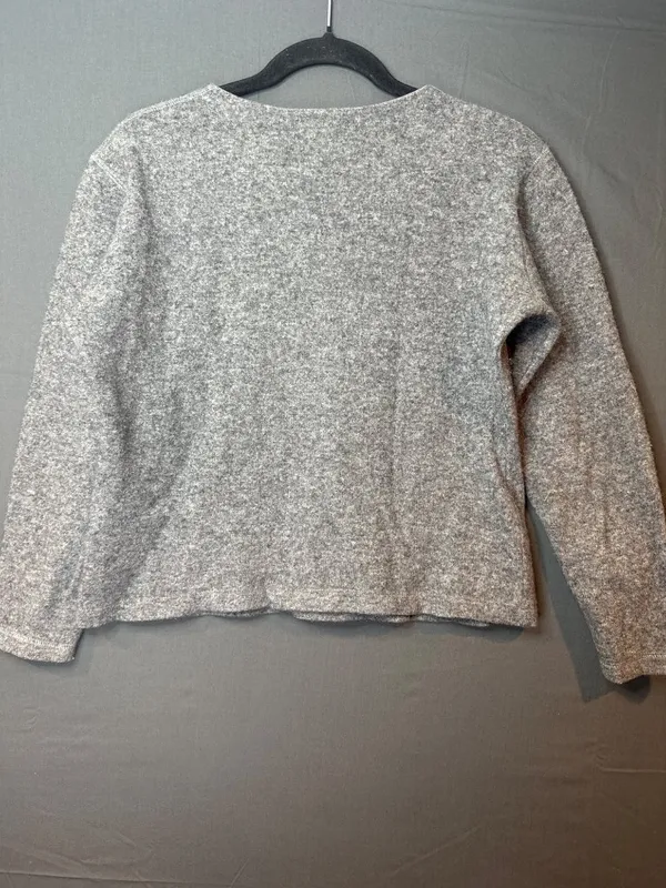 Vintage J.Crew Women M Wool Cotton Henley Sweater Made Italy Gray Academia - Image 6