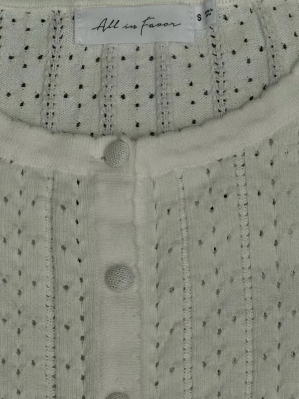 All in Favor Ivory Cable Knit Button-Front Cardigan Size Small - Image 5