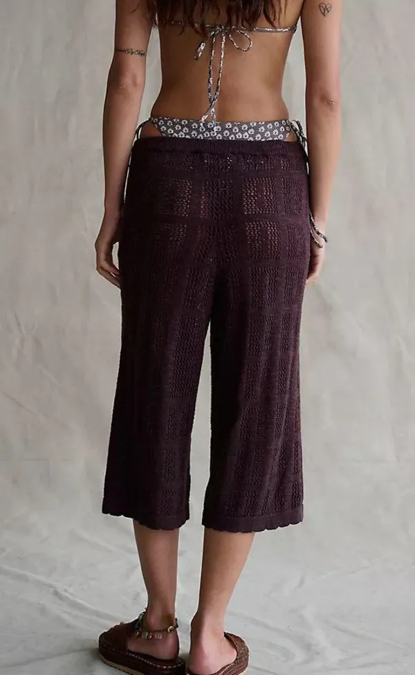 Free People knit crochet capris in brown NEW - Image 3