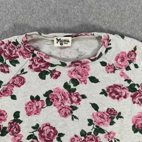 Show Me Your Mumu Theo Sweatshirt Women's Small Pink Roses Crew Neck Long Sleeve - Image 4