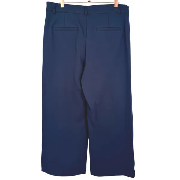 LOFT Womens Palmer Wide Leg Trouser Pants Navy Ponte Size 14 Nautical Preppy - Image 5