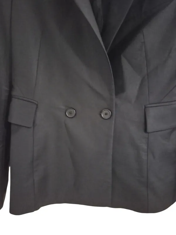 Zara Black Wool Blend Double Breasted Tailored Blazer Women's Medium - Image 3