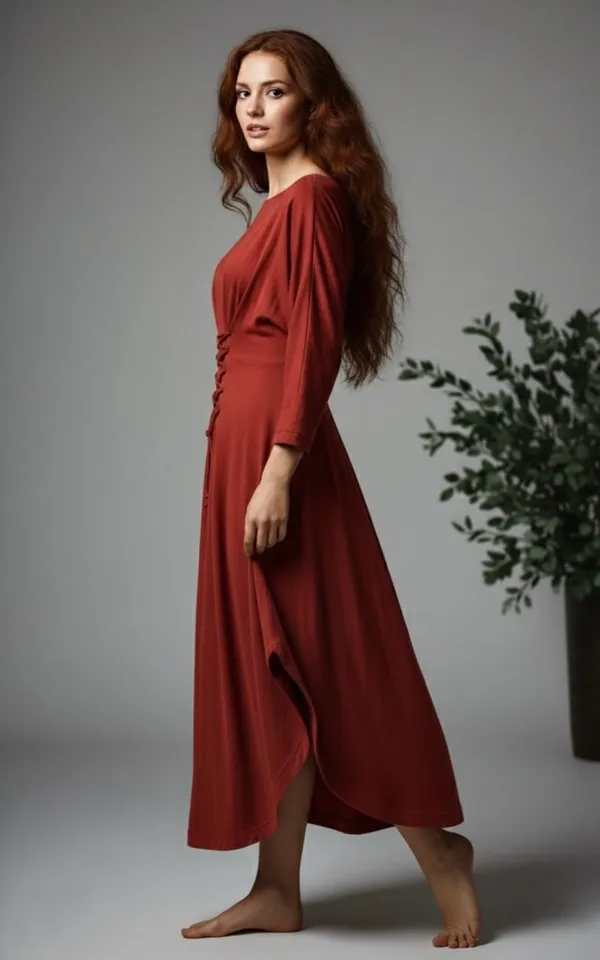 Free People Beach NWT Sz S Boho Lace-Up Midi Dress Terracotta Rust Cotton - Image 12