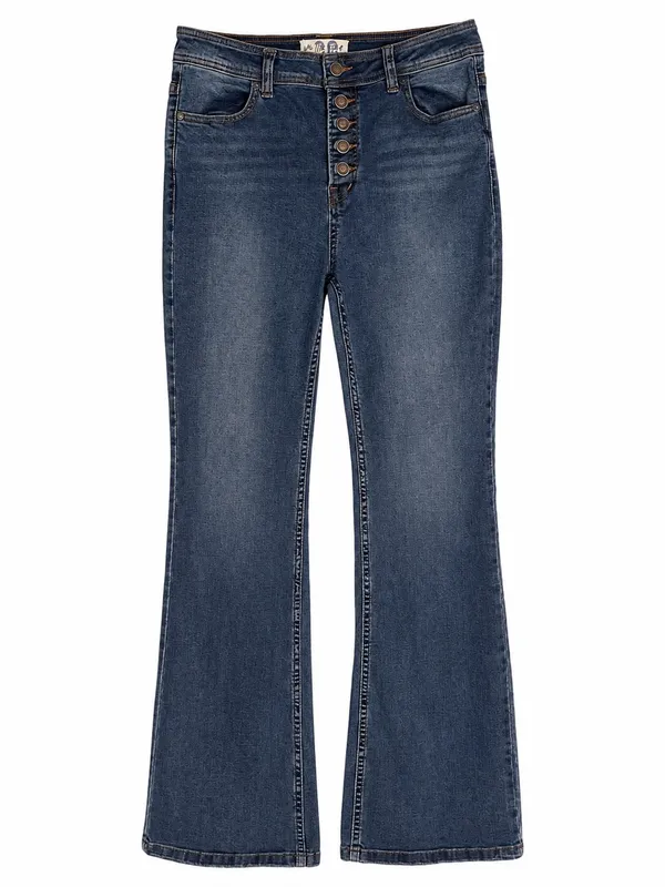 We The Free Button Fly Flare Jeans Womens 29 Blue Mid Rise Boho Festival - Image 2