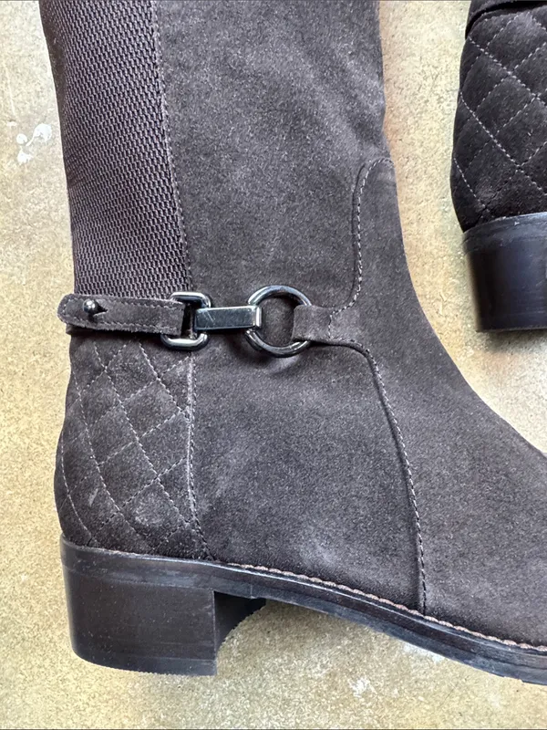Aquatalia Dark Chocolate Brown Oralie Suede Knee High Boots Size: 9 1/2 - Image 3