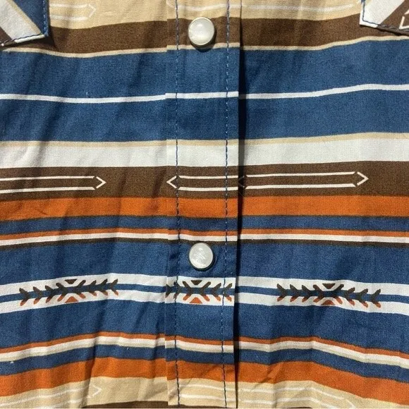 Panhandle Western Long Sleeve Serape Shirt Size Medium NWT Button Snaps Orange - Image 6