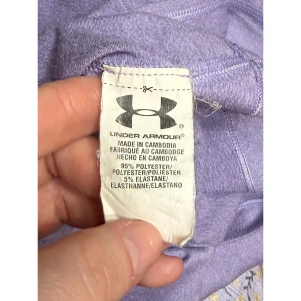 Under Armour Womens Small Purple HeatGear Fitted Short Sleeve Athletic Shirt Gym - Image 3