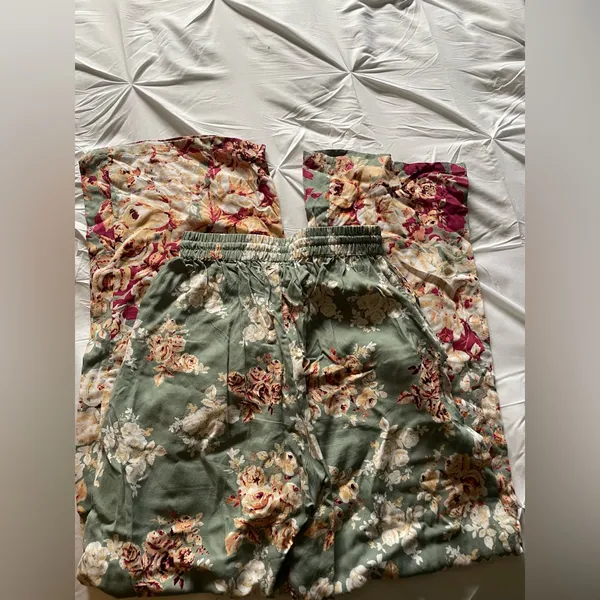 Floral Flowy Pants Green - Image 4