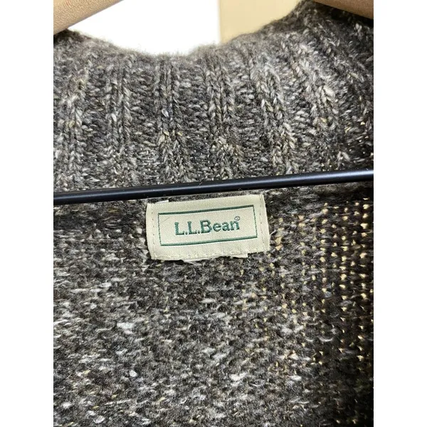 Vtg LL Bean Womens Sz M Wool Blend Shawl Collar‎ Pullover Sweater Brown Speckled - Image 4