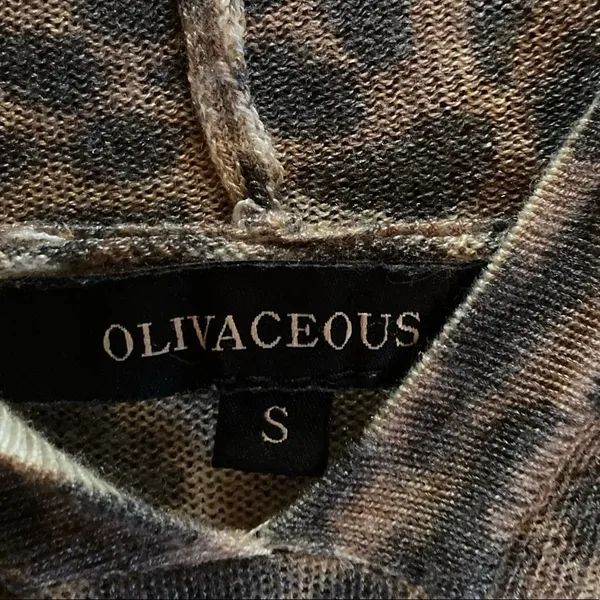 OLIVACEOUS Animal Print Lightweight Wool Blend Leopard Print Hooded Pullover - Image 4