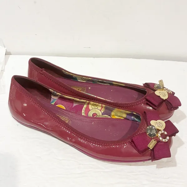 Coach Size‎ 7B Poppy Caper patent leather Ballet Flats Magenta - Image 4