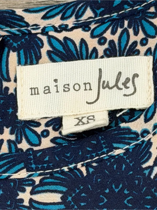 Maison Jules XS Navy Floral Fit & Flare Sleeveless Dress - Image 3