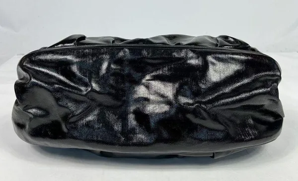 Longchamp Black Patent Leather Dual Handle Satchel Shoulder Bag - Image 8