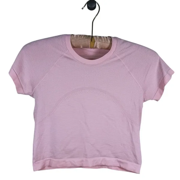 Lululemon Swiftly Tech Cropped Shirt Size 6 Pink Running Workout Athletic Gym - Image 2