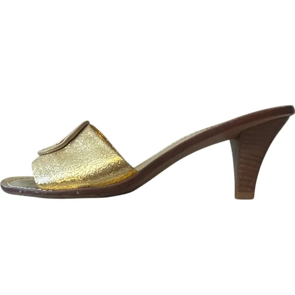 Tory Burch Aerin Metallic Gold Kitten Heel Slides 8.5‎ - Image 2
