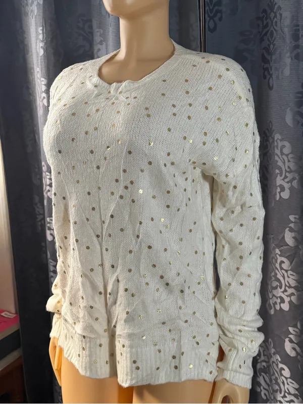 Maurices Cream Knit Sweater with Gold Dot Detail - Image 2