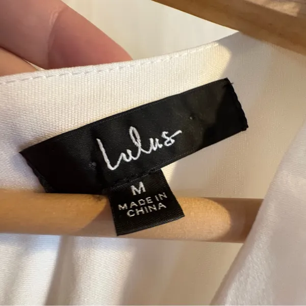 Lulus Always On Repeat White Clip Dot Long Sleeve Mini‎ Dress Sz Medium Chiffon - Image 5