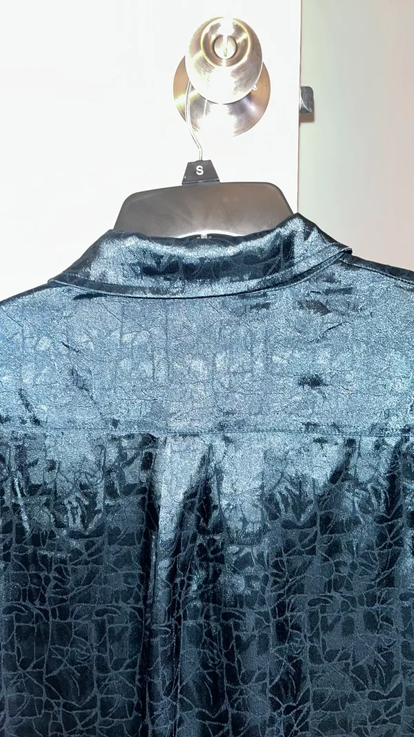 ACOA satin Button Down Women’s Shirt Blue - Image 5