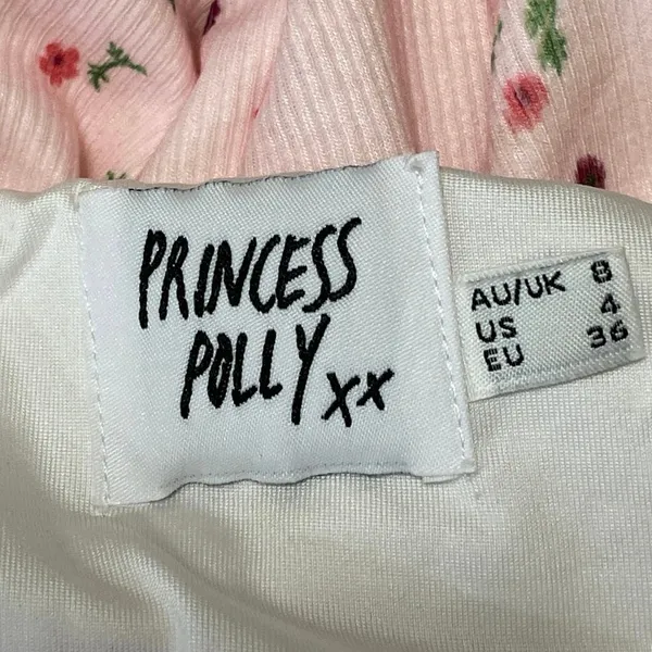 Princess Polly Pink Floral Sleeveless Strapless Bandeau Mini Bodycon Dress Sz 4 - Image 4