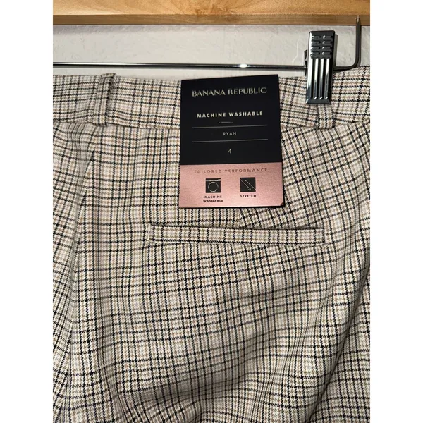 New Banana Republic Plaid Ryan Mid Rise Pants Women's 4 Straight Leg Preppy - Image 4